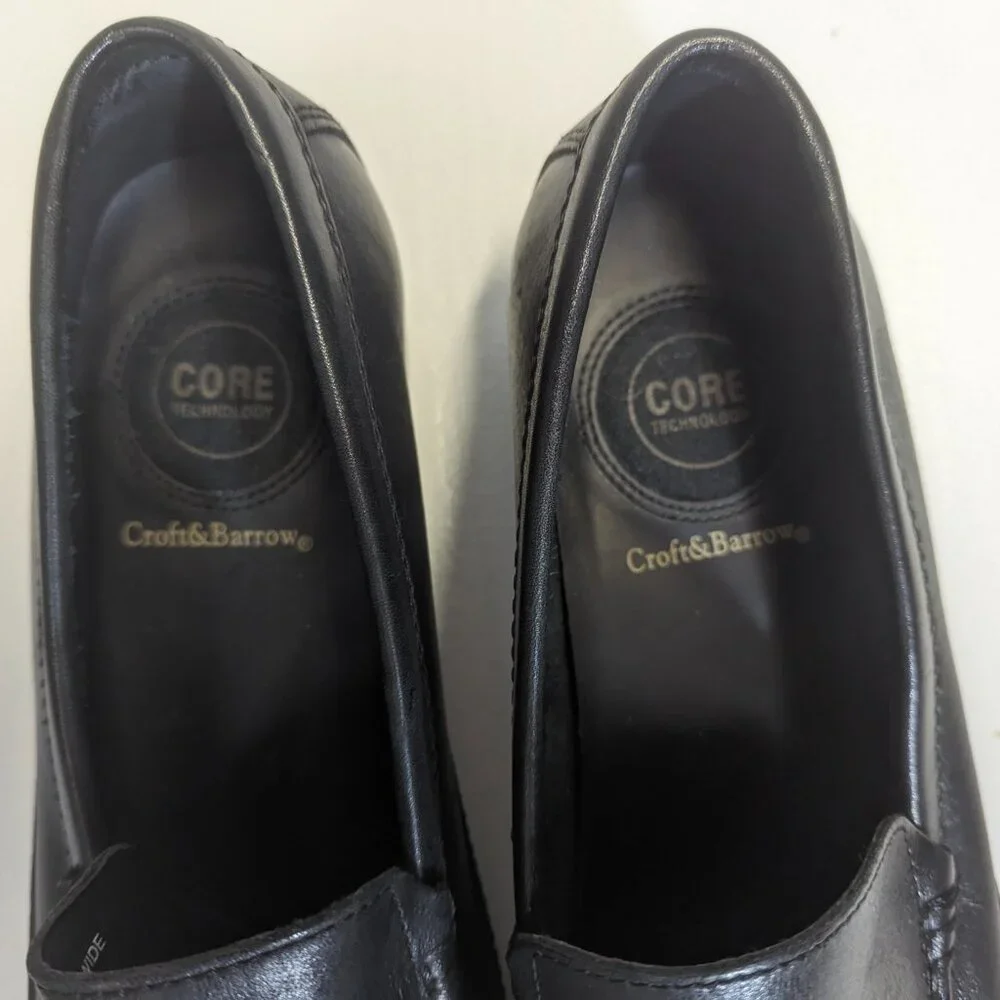 Croft & Barrow Men's Black Leather Loafers Size 10